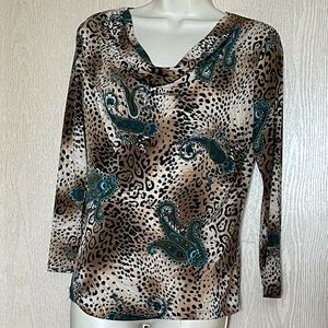 🛒 Susan Lawrence paisley & leopard top - S
